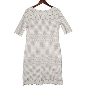 Julia Jordan Midi White Dress Women Size 12 scalloped design